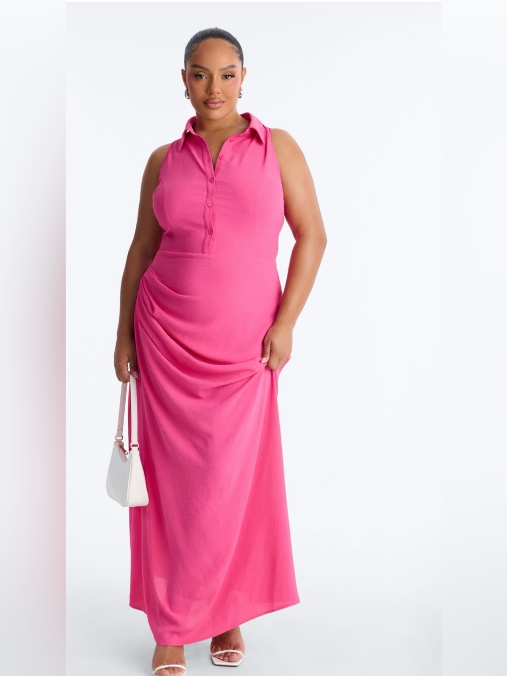 Pink Collared Maxi Dress
